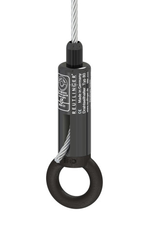 Drahtseilhalter Reutlinger Typ 80SV mit M20 Ring, schwarz, bis 480Kg